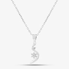 Silver Cubic Zirconia Swirl Flower Pendant P613937