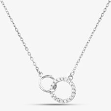 Silver Cubic Zirconia Two Interlinked Circle Necklace NC00027G