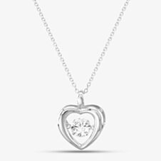 Silver Cubic Zirconia Open Heart Pendant Necklace MP02331D