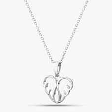 Silver Openwork Heart Shape Wings Pendant Necklace SP04242A