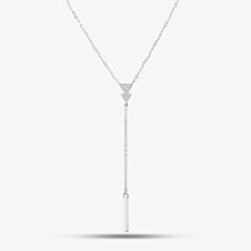 Sterling Silver Cubic Zirconia Triangle Lariat Necklace N611054