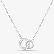 Sterling Silver Cubic Zirconia Linked Circles Necklace N611072