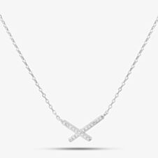 Sterling Silver Cubic Zirconia Cross Necklace N611076