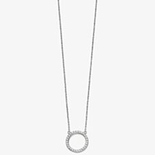 Sterling Silver Cubic Zirconia Pave Open Circle Necklace N4216C