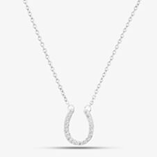 Sterling Silver Cubic Zirconia Pave Horseshoe Necklace N4318