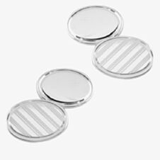 Sterling Silver Oval Edged and Engraved Chain Cufflinks LC42 19T/ L54