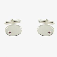 Sterling Silver Oval Edged Ruby Toggle Cufflinks LH45 T/R