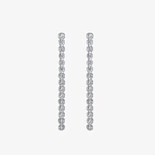 Sterling Silver Rhodium Plated White Cubic Zirconia Drop Earrings 8.58.8599