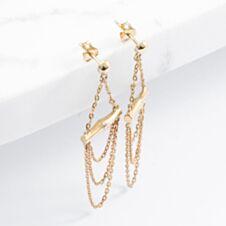 Gold Tone Bamboo Chain Drops Stud Earrings ER178G LCTB