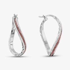 Sterling Silver Rose Stardust Textured Creole Earrings 8.51.2059