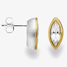 Bastian Two Colour Marquise Clear Crystal Stud Earrings 12624