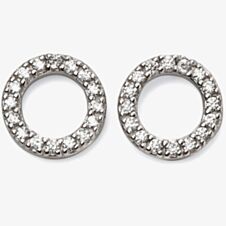 Sterling Silver Cubic Zirconia Pave Open Circle Stud Earrings E5557C