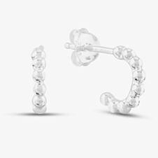 Sterling Silver Ball Half Hoop Earrings E5866