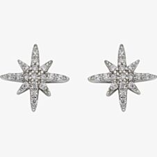 Sterling Silver Cubic Zirconia Pave Starburst Stud Earrings E5987C 