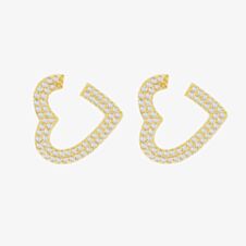 LUXE Silver Gold Plated Cubic Zirconia Open Heart Stud Earrings 8.51.3210