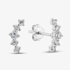 Sterling Silver Cubic Zirconia Curve Stud Earrings E5951C