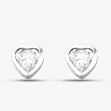 Silver Cubic Zirconia Heart Stud Earrings E2921C