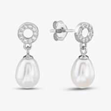 Sterling Silver 7-7.5mm Freshwater Pearl Dropper Earrings EOW70063FW