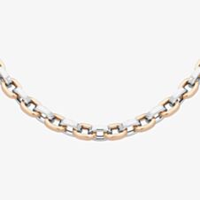 Sterling Silver Rose Gold Plated Two Colour 18 Inch Heavy Oval Link Chain NTN159-S/R