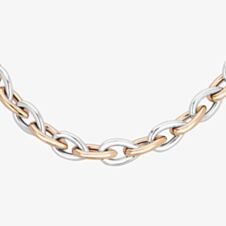 Sterling Silver Rose Gold Plated Two Colour 18 Inch Heavy Pear-Shaped Link Chain NTN180-S/R
