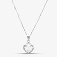 Sterling Silver Freshwater Pearl and Cubic Zirconia Pendant PNW70246FW