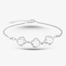 Sterling Silver Freshwater Pearl And Cubic Zirconia Bracelet BRW70246FW