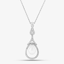 Silver Freshwater Pearl and Cubic Zirconia Teardrop Pendant PNW70093FW