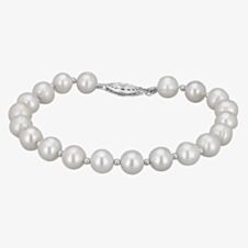 Sterling Silver 7.5-8mm White Freshwater Pearl Bracelet BRW70013FW