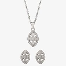 Silver Pavé Open Marquise Pendant and Earring Set E614905+P614075