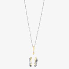Two-tone Cubic Zirconia Bar Pendant and Earrings Set SET13967