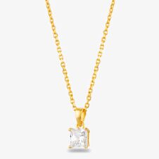 Starbright Gold 6mm Four Claw Square Cubic Zirconia Pendant E304P-6x6M 3A GP