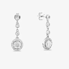 Starbright Silver Round Cubic Zirconia Halo Dropper Earrings THB-05E (3A)