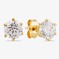 Starbright Gold 6mm Six Claw Cubic Zirconia Stud Earrings E2177(6M) 3A GP