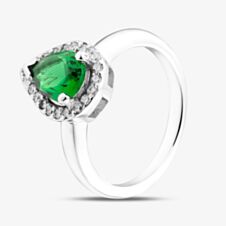 Starbright Sterling Silver Green Pear Cut Cubic Zirconia Halo Cluster Ring THB-01r GR