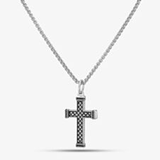 Bourne and Wilde Stainless Steel Reptile Pattern Cross Pendant Necklace OSN-427S-BX