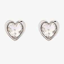 Ted Baker Han Silver Finish Crystal Heart Stud Earrings TBJ1654-01-02