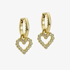 Ted Baker Amora Gold Tone Cubic Zirconioa Halo Heart Huggies Hoop Earrings TBJ3835-02-02