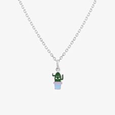Fleur Kids Sterling Silver & Enamel Cassy the Cactus Necklace THB000304