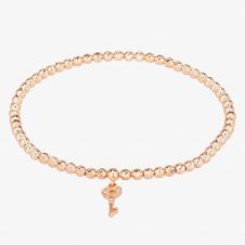 Isabella Verona Rose Gold Tone Beaded Heart Key Elastic Bracelet SBETSRL17Y-KEY-R