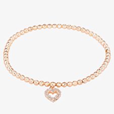 Isabella Verona Rose Gold Tone Beaded Open Heart Elastic Bracelet SBETSRL17Y-HRT-R
