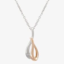 Silver Sparkle Two-Tone Looping Ribbons Pendant DP339CRG0.5(T)