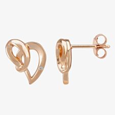 Silver Sparkle Rose Abstract Knotted Heart Stud Earrings DE365CRRG0.5(T)