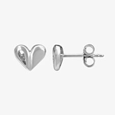 Silver Sparkle Silver Folded Heart Stud Earrings E3246C(T)