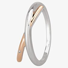 Silver Sparkle Two-Tone Fingers Crossed Ring R3263CRG2M(T)