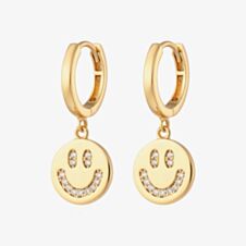 Scream Pretty Silver Rhodium Plated Cubic Zirconia Smiley Face Charm Hoop Earrings SPG-56