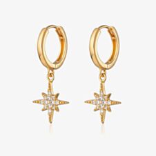 Scream Pretty Starburst 18ct Gold Plated Cubic Zirconia Star Charm Hoop Earrings SPEDGS41-PV