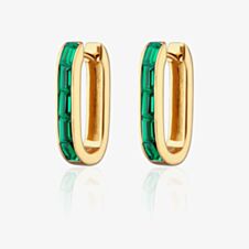 Scream Pretty 18ct Gold Plated Oval Green Cubic Zirconia Hoop Earrings SPG-93