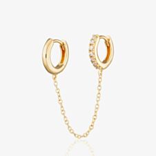 Scream Pretty 18ct Gold Plated Cubic Zircona Chain Linked Single Huggie Hoop Earrings SPG-268