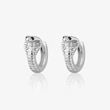 Scream Pretty Silver Rodium Black Onyx Cobra Huggie Hoop Earrings SPS-286