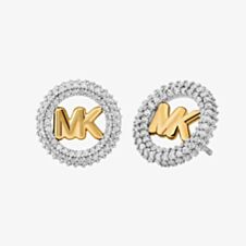 Michael Kors Gold Tone Cubic Zirconia Logo Stud Earrings MKJ8560931